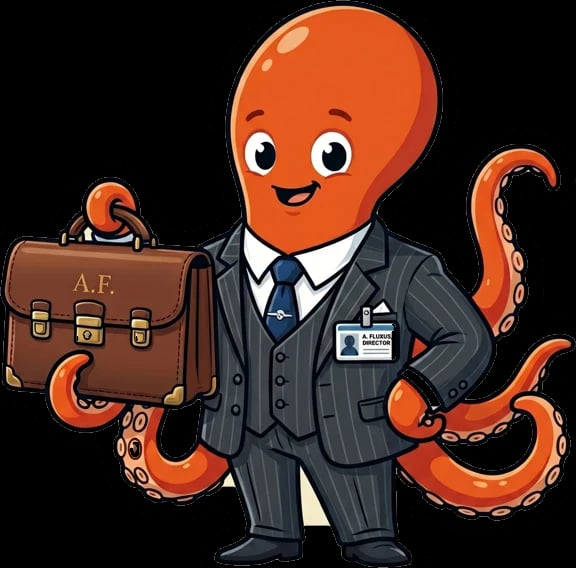 Flux as a director with a briefcase